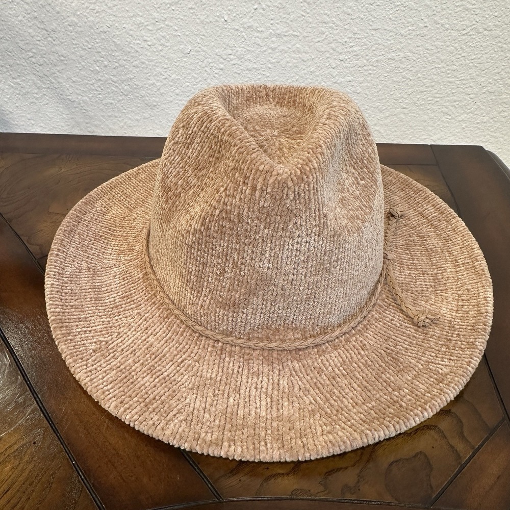 Anthropologie Velvet Floppy Soft Chenille Sun Hat Taupe‎ One Size Adjustable NWT - Picture 2 of 12